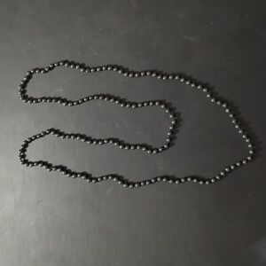 Black Hematite Gemstone Beaded Long Statement Necklace